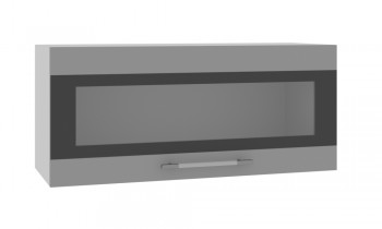 Норд ШВГС 800 Шкаф верхний горизонтальный со стеклом (Софт черный/корпус Венге) в Кудряшовском - kudryashovskij.mebel54.com | фото