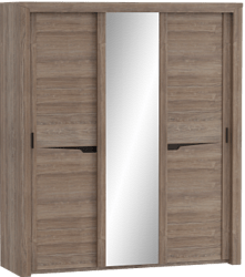 Шкаф трехдверный Соренто с раздвижными дверями Дуб стирлинг/Кофе структурный матовый в Кудряшовском - kudryashovskij.mebel54.com | фото